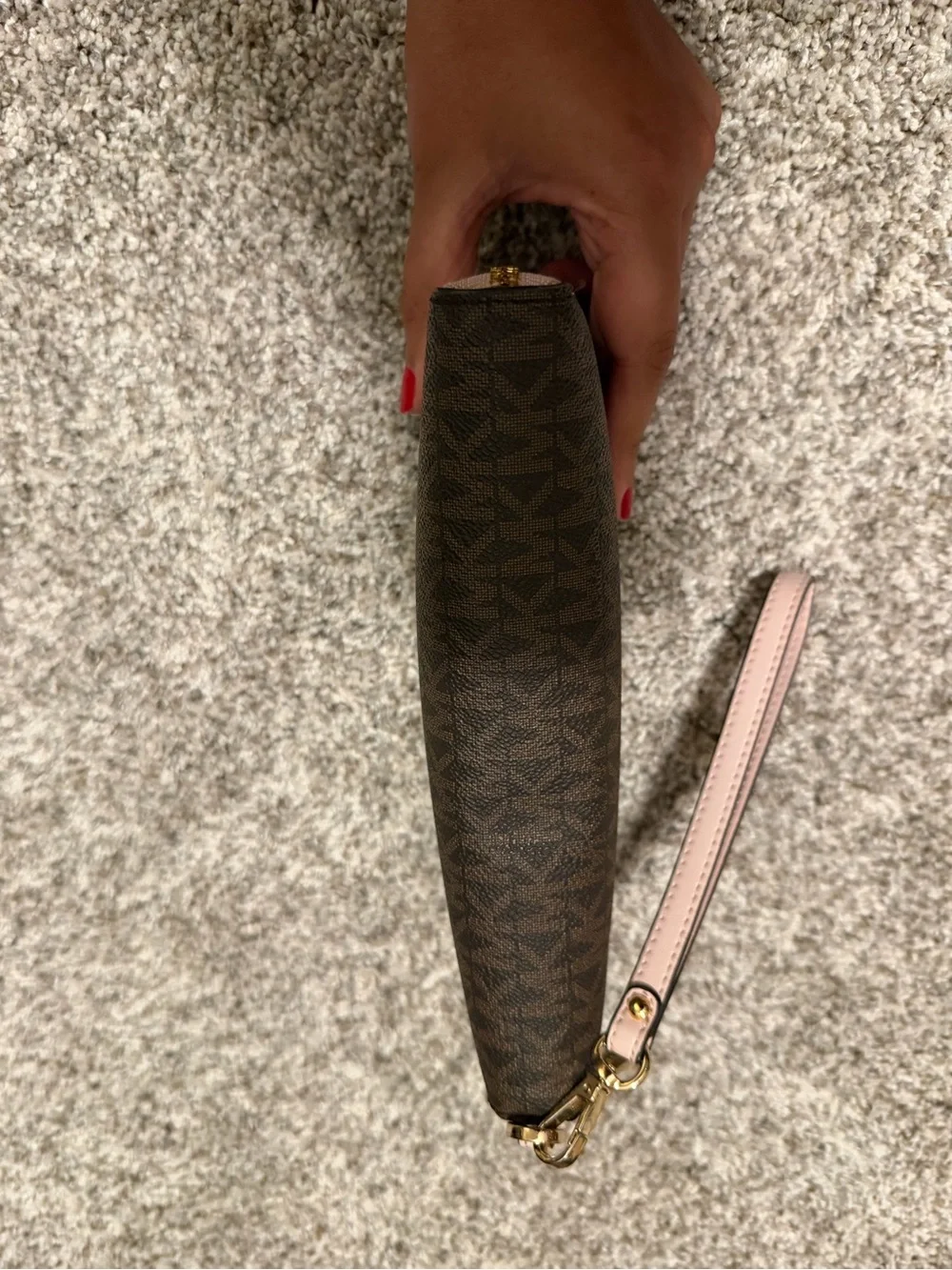 Michael Kors Brown and Blush Signature Wristlet Wallet